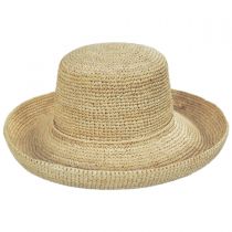 Crocheted Raffia Straw Boater Hat - Petite