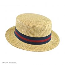 Striped Band Wheat Straw Skimmer Hat