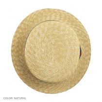 Striped Band Wheat Straw Skimmer Hat