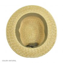 Striped Band Wheat Straw Skimmer Hat